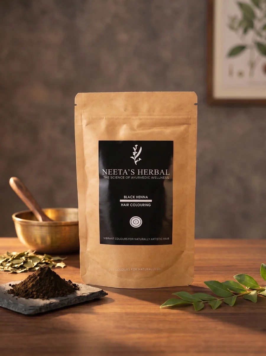 Black henna hair colouring pack.